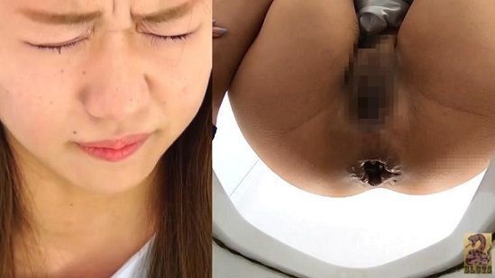 力んでる時の女性の顔、うんこ出てくる時の肛門、排泄中の股間を「拡大接写」で楽しめる動画！